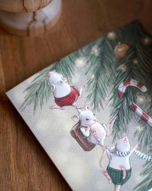 kartki świąteczne Trzy Myszki - kartka świąteczna Hi Little