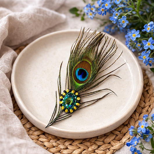 broszki Broszka Pawie pióro