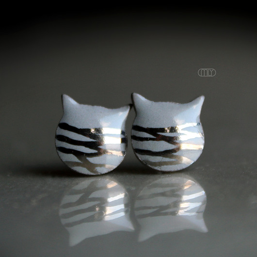 kolczyki ceramiczne Koty /stal chirurgiczna/