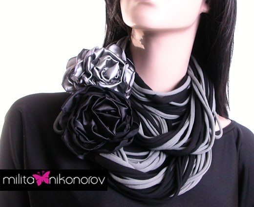 Naszyjnik dzianinowy :: black&grey milita nikonorov