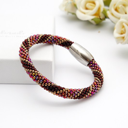  Bransoletka Koralikowa "Violet & Gold" Ilovehandmade