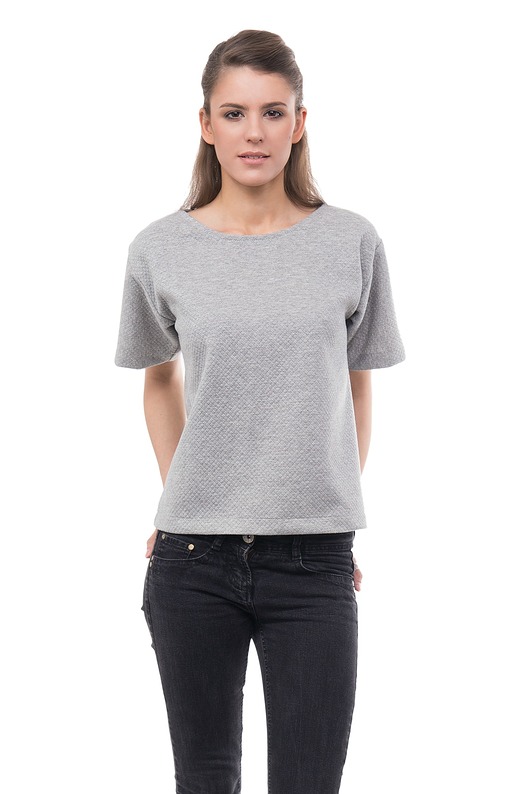 #MISS Bluzka Basic Texture Szara Miss Trouble