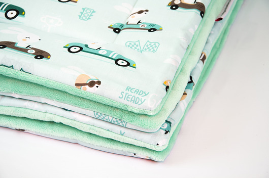 Kocyk minky 75x100 - zajączki mięta LAUREN design