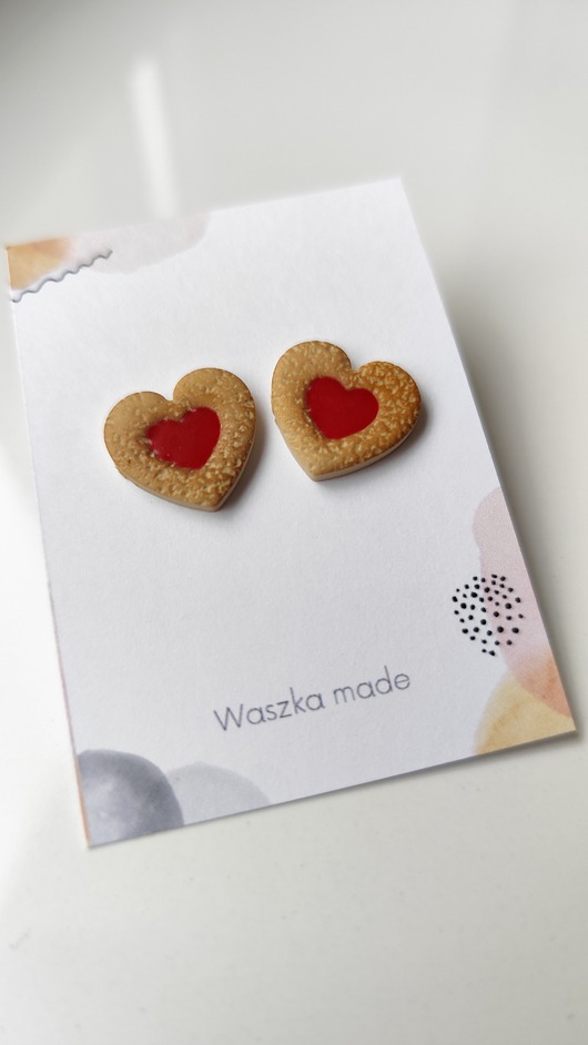 kolczyki z masy plastycznej Kolczyki ciasteczka z dżemem