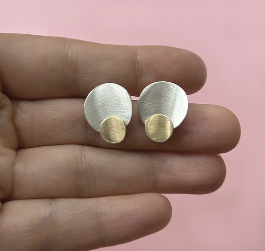 kolczyki srebrne Kolczyki PLATES G, srebro 925, 24K złoto