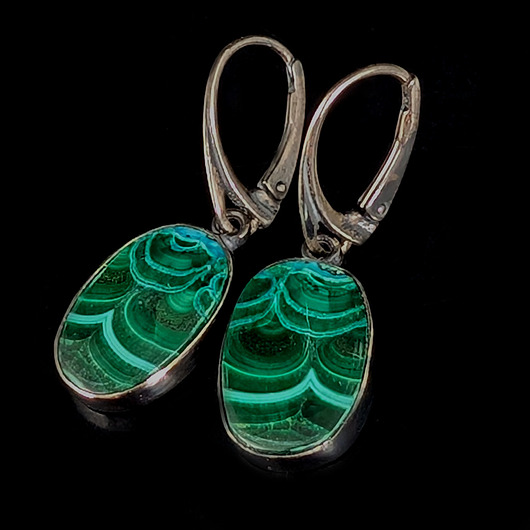 kolczyki srebrne Kolczyki srebrne malownicze malachity
