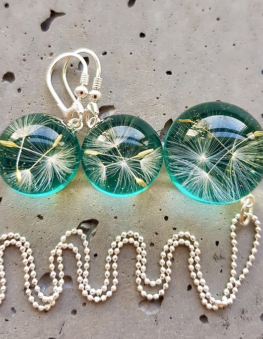 zestaw-dmuchawce w żywicy Grol Jewellery