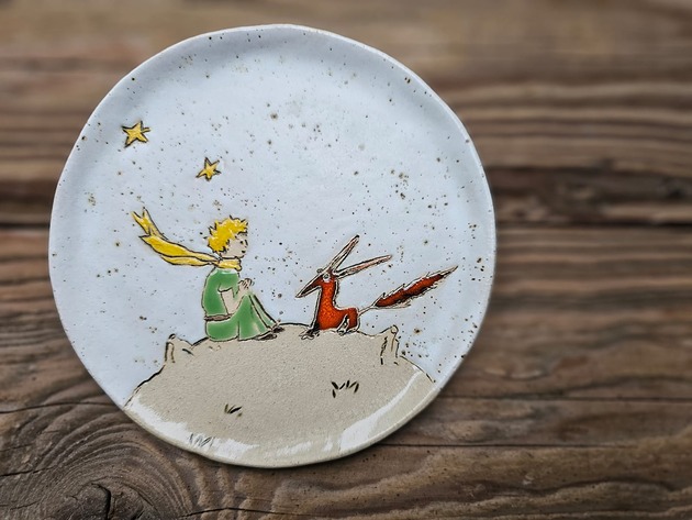 patery i talerze Talerzyk ceramiczny Mały Książe i Lis handmade