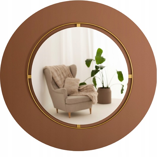 lustra stojące i wiszące LUSTRO OKRĄGŁE 60CM ZŁOTE ŚCIENNE METALOWA RAMA WISZĄCE SALON ŁAZIENKA