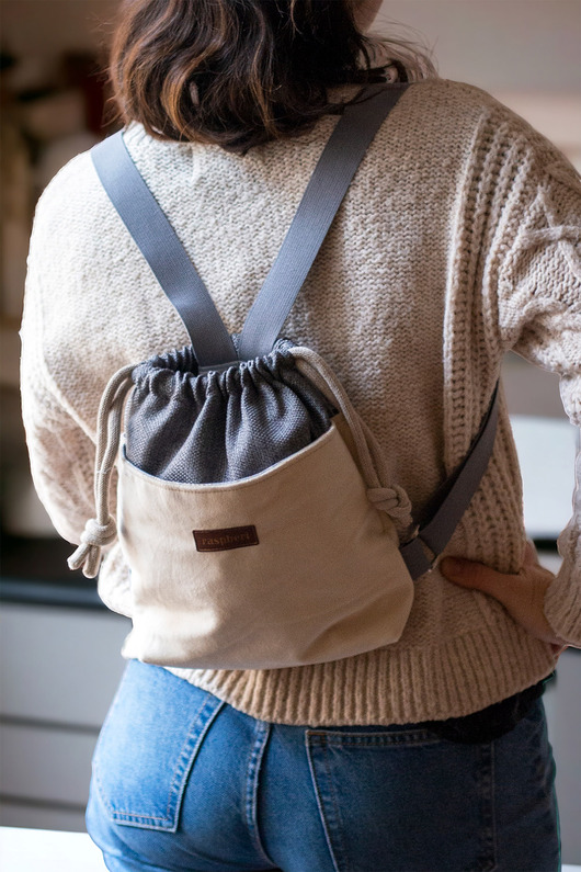 plecaki Szaro-kremowy workoplecak mini