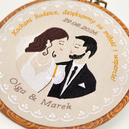 Ślub - inne Haft ślubny w oprawie 20 cm,pamiątka ślubna, podziękowania ślubne 43