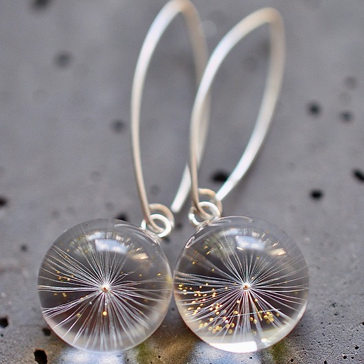 Damskie kolczyki srebrne z nasionkiem dmuchawca Grol Jewellery