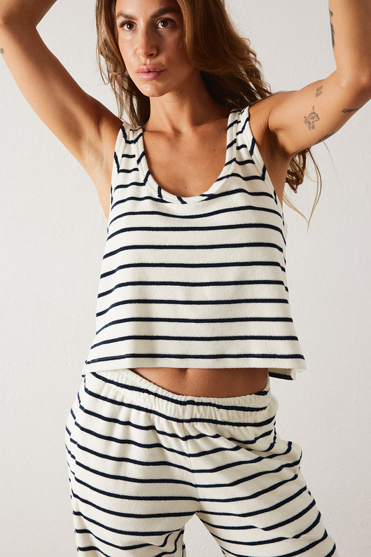 topy damskie Top frotte w paski