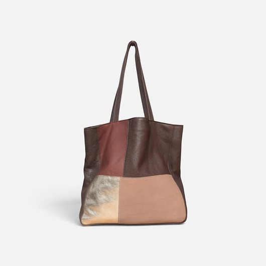 torby na ramię Shoper bag brązowa torba ze złotem