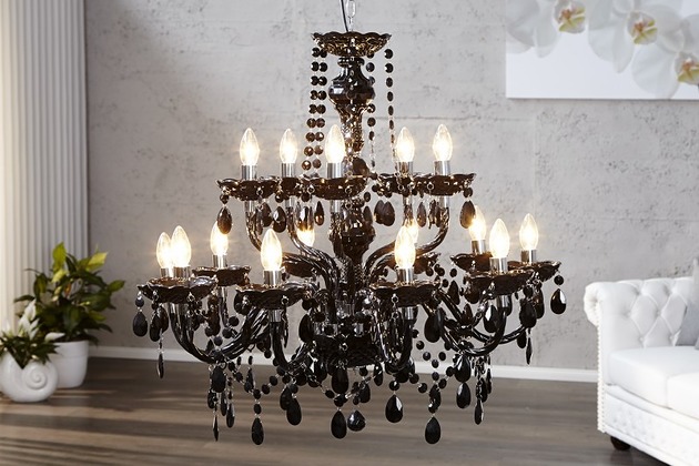 lampy wiszące Lampa wisząca Carat Black 15 ramion Ø82cm