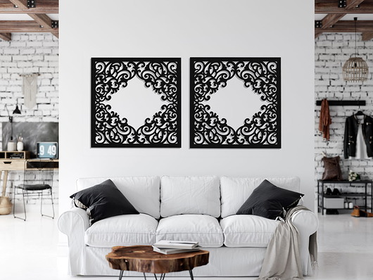 Ozdoby na ścianę DEKORACYJNY PANEL AŻUROWY, FLOREALI, DEKORACJA ŚCIENNA 3D, ORNAMENT, DYPTYK, 