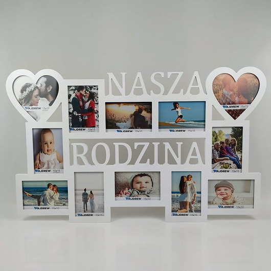 ramki na zdjęcia Multirama ramka na zdjęcia z napisem Nasza Rodzina 12 zdjęć serca prezent na 