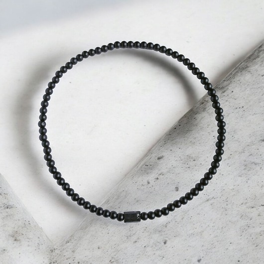 biżuteria męska Naszyjnik MĘSKI : czarny turmalin & onyks mat 6MM