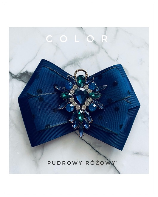 broszki Brosza z kolekcji COLOR  z granatowymi i szmaragdowymi kryształkami