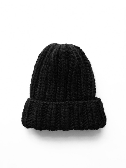 czapki damskie Gruba wełniana czarna czapka beanie 100% wełna handmade