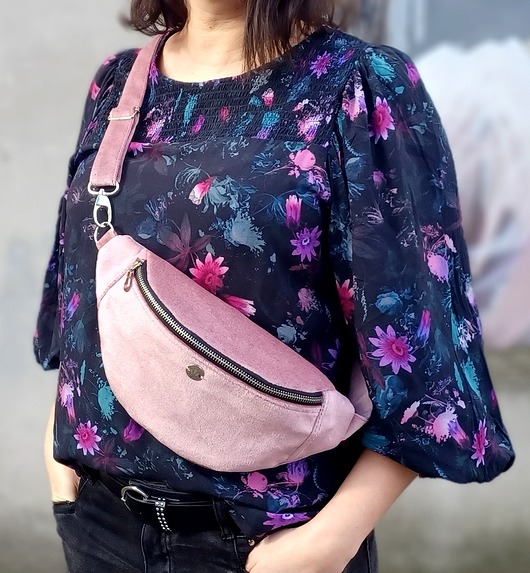 saszetka nerka Nerka welurowa Baby Pink