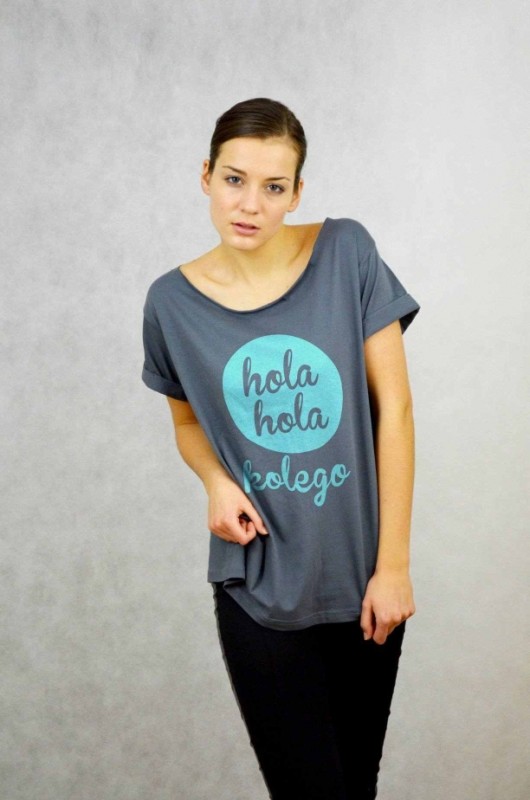 Hola - Koszulka Oversize szeroki dekolt T-shirt GAU great as You
