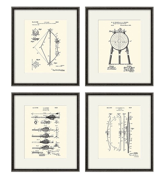 grafiki i ilustracje Rysunek patent  łuk  strzały   vintage prezent