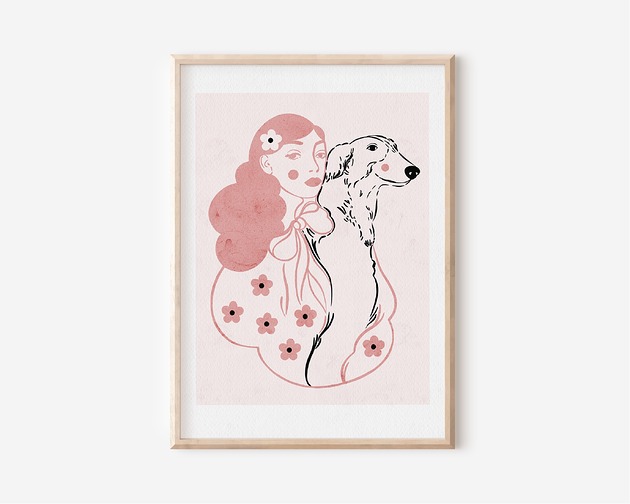grafiki i ilustracje Plakat - Dama z pieskiem
