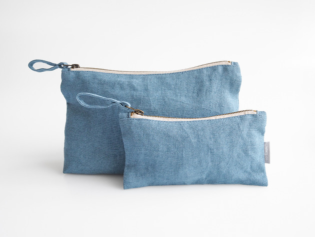 kosmetyczki Lniana kosmetyczka DUSTY BLUE