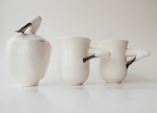 Kubki porcelanowe z cukiernicą Barbara Śniegula