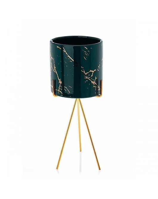 Kwietnik Metalowy Osłonka Ceramiczna Luna Green MIA home
