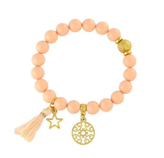 Tassel - salmon pearl + rosette.. Lavoga
