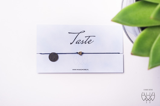 WHW Taste With Tiny Heart On Navy String w hand works