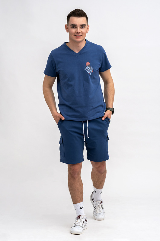 t-shirty męskie T-shirt męski  denim do V z nadrukiem