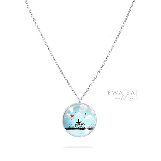 wisiory Star Girl Love Rower naszyjnik stalowy 20 mm