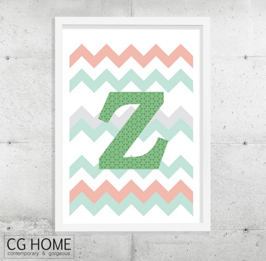 Z plakat 30cm x 40cm GRAFIKA literki TYPOGRAFIA Cghome