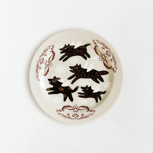 Ozdoby na ścianę Talerz na ścianę - pieski w niebie