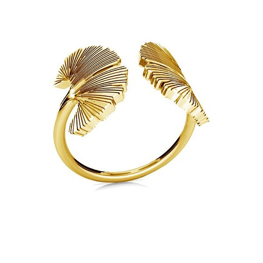 pierścionki złote Pierścionek GINKGO -srebro złocone 24K