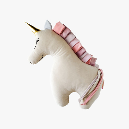 poduszki do pokoju dziecka Jednorożec UNICORN poduszka - beżowy z kolorową różową grzywą
