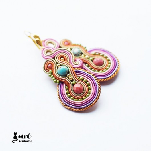 Pastelowe  kolczyki sutasz Mró Soutache