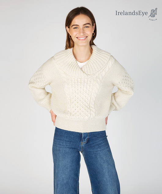 swetry damskie  Sweter oversize "Aster" z szalowym kołnierzem