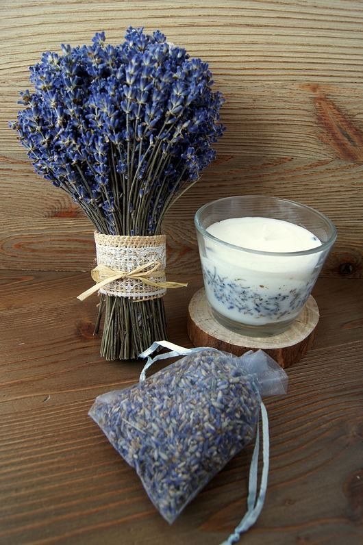 świeczniki i świece Lawenda suszona bukiet świeca sojowa woreczek