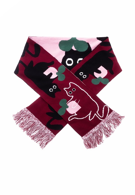 szale damskie Koty Psoty szalik bawełna organiczna Kabak