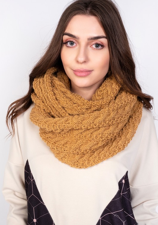 szale damskie Stylowy, warkoczowy komin - SZ003 cappuccino