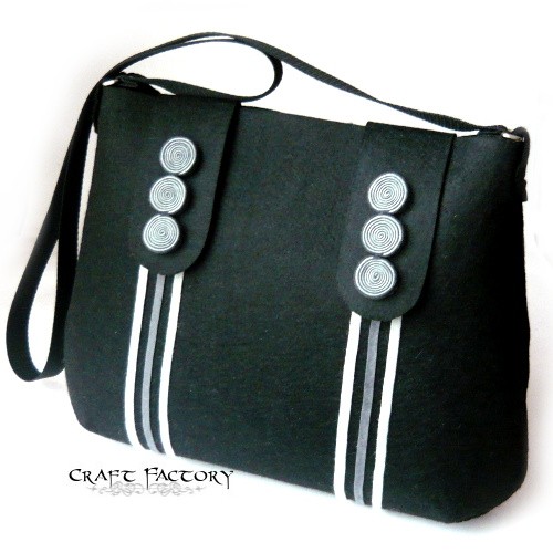 Hypnotic Grey in black - duża torba na ramię Craft Factory