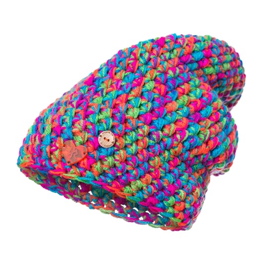 czapka dziana KRAFF PINK GREEN handmade hauer