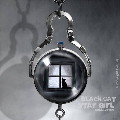 Black Cat (Star Girl)  - sferyczny zegarek. Ewa Saj Fotografie