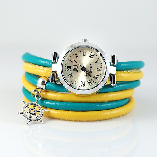 zegarki damskie Zegarek, bransoletka - Turkus, żółty - Ster