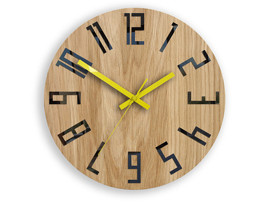 Zegar ścienny Dąb Slim Black_Yellow 33,5 cm ModernClock