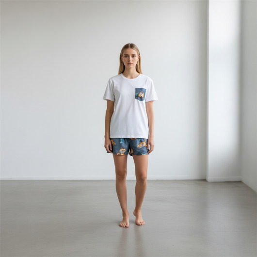 piżamy damskie Piżama Unisex bawełniana w koty